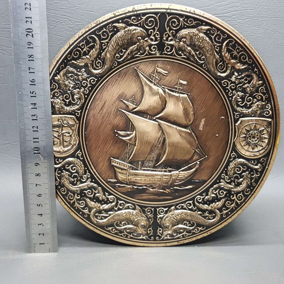 Highly Decorative Vintage Embossed Nautical Themed Footed Biscuit Tin!!!!