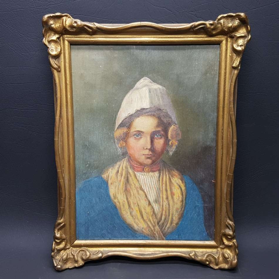 RARE!!! Antique Framed Oil On Canvas Portrait (Unsigned)
