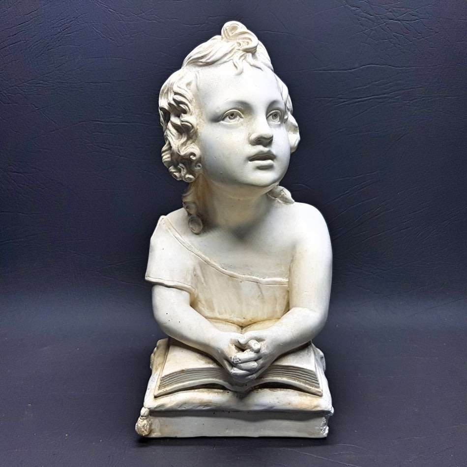 RARE!!! Original Signed Plaster-cast Torso Of Young Girl and Books!!!!