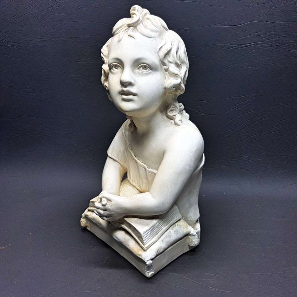 RARE!!! Original Signed Plaster-cast Torso Of Young Girl and Books!!!!