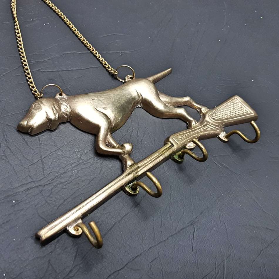 Vintage Cast Brass Hunting Themed Key Hanger!!!