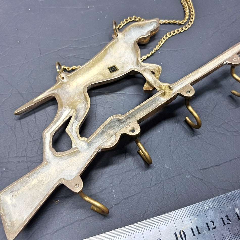 Vintage Cast Brass Hunting Themed Key Hanger!!!