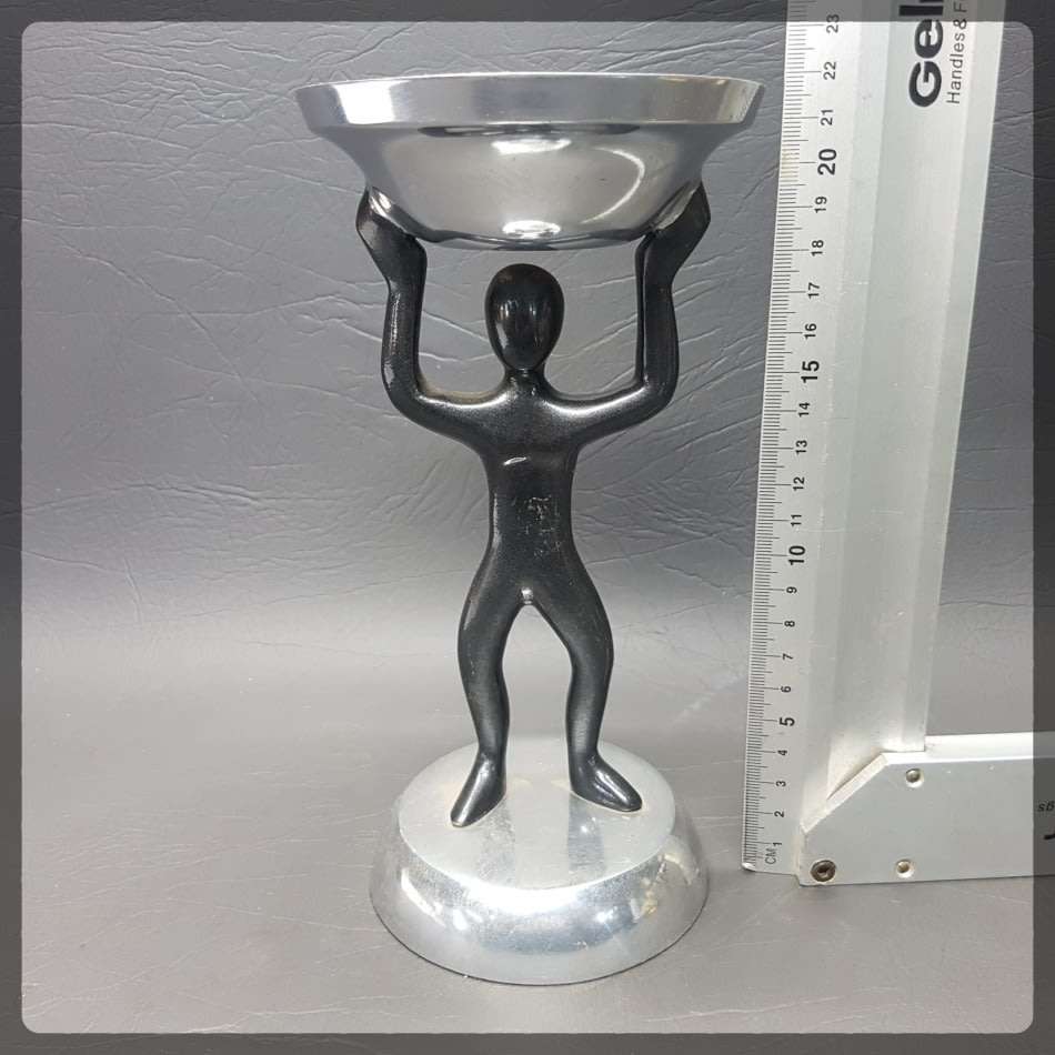 Large Silver Metal Man Holding Candle Stand!!!