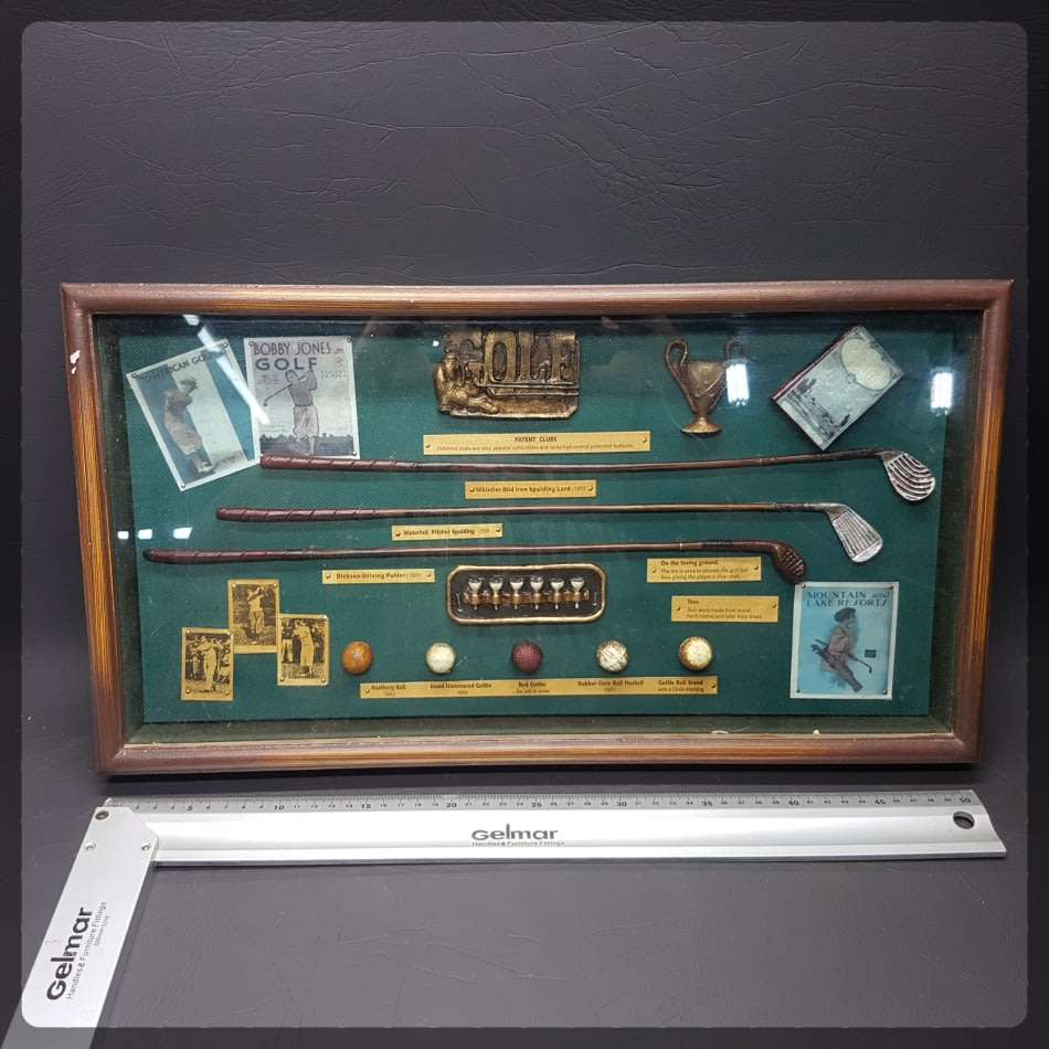 RARE!!! Vintage Wood and Glass Framed History of Golf!!!