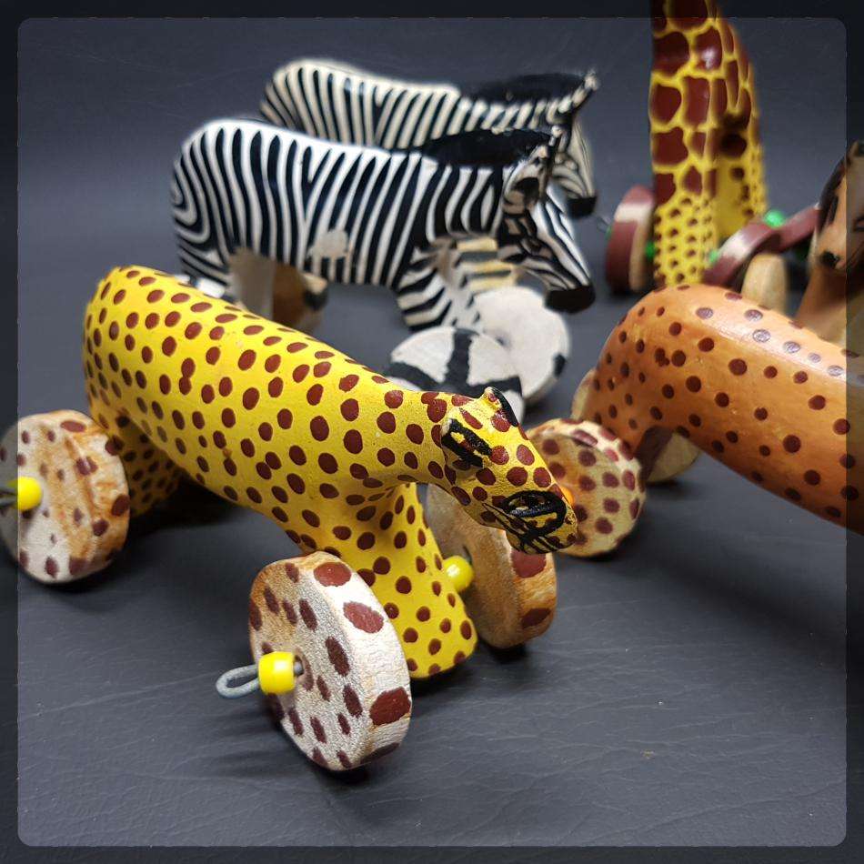 RARE!!! African Hand Crafted Animal Pull Toy Collection!!!