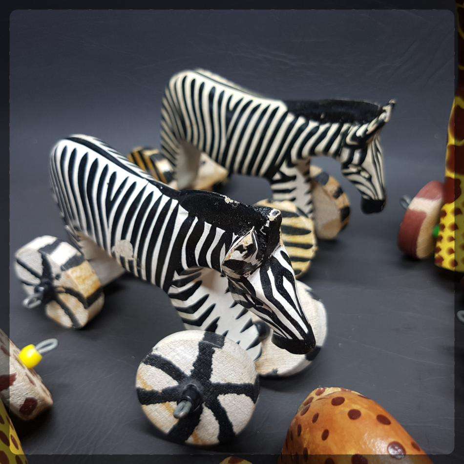 RARE!!! African Hand Crafted Animal Pull Toy Collection!!!