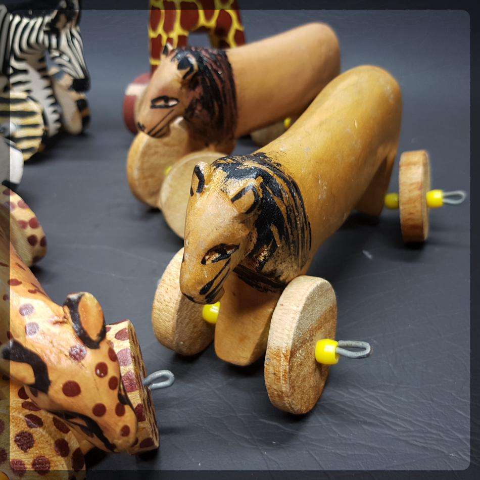 RARE!!! African Hand Crafted Animal Pull Toy Collection!!!