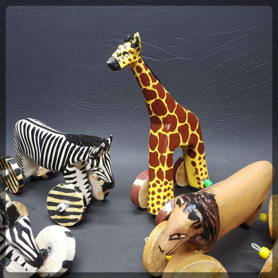 RARE!!! African Hand Crafted Animal Pull Toy Collection!!!