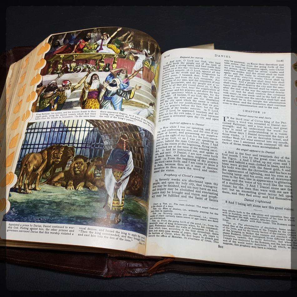 Large Leather Bound 1950's Illustrated Holy Bible!!!