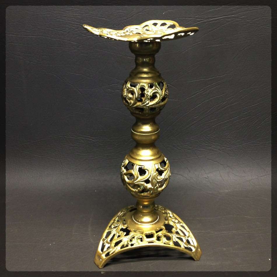 Large Highly Decorative Solid Cast Brass Candle Stand!!!