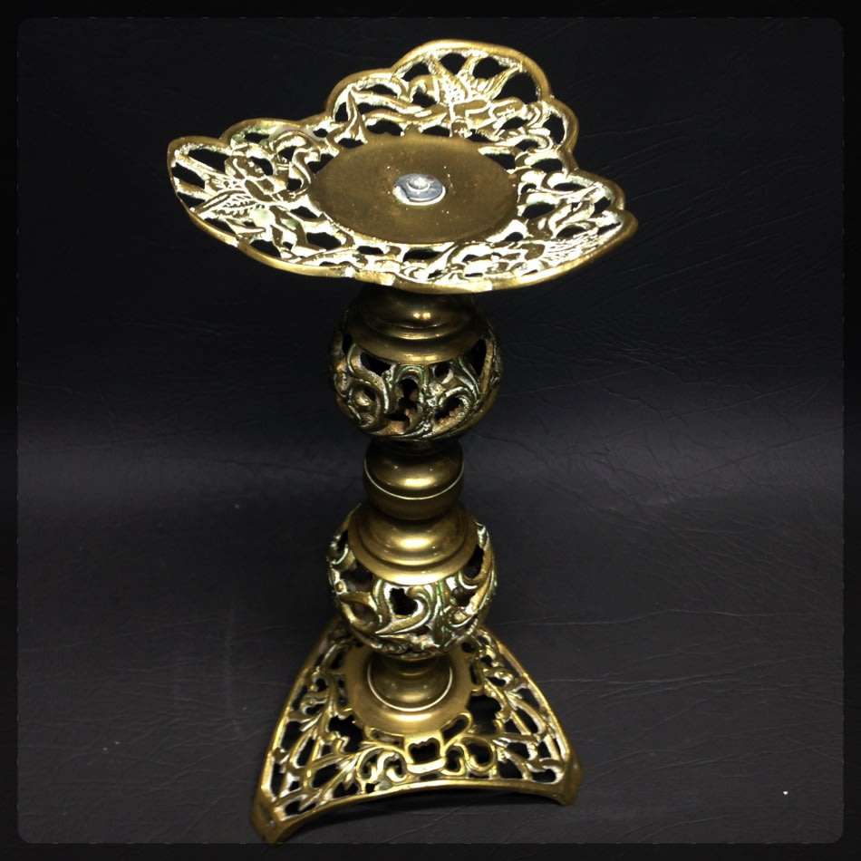 Large Highly Decorative Solid Cast Brass Candle Stand!!!