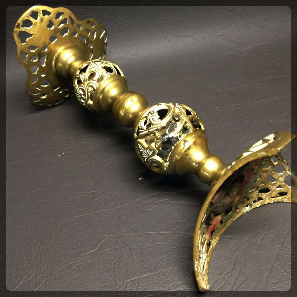 Large Highly Decorative Solid Cast Brass Candle Stand!!!