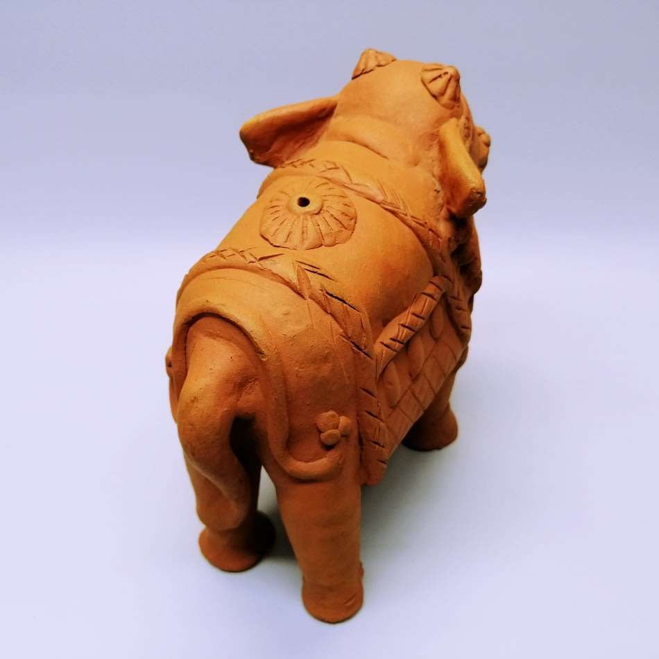 Original Red Stoneware Oriental Elephant Door Stop!!!