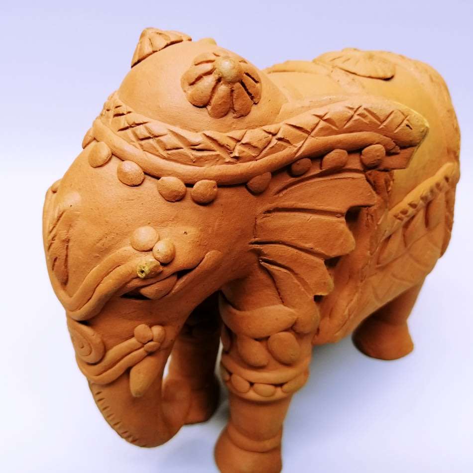 Original Red Stoneware Oriental Elephant Door Stop!!!