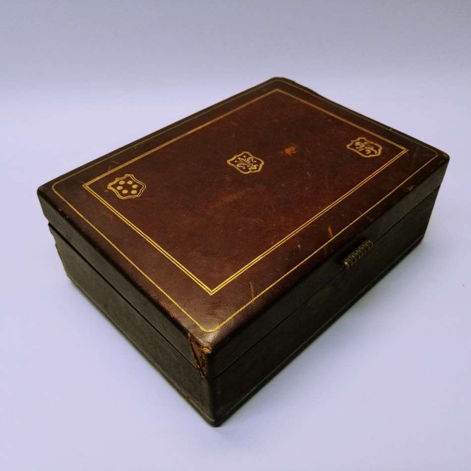 Original Vintage Leather Covered Cigar Box / Compartment Box!!!