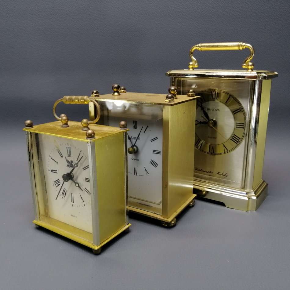 Three Original Brass Metal Carriage Clock (Working, Bid for Three)