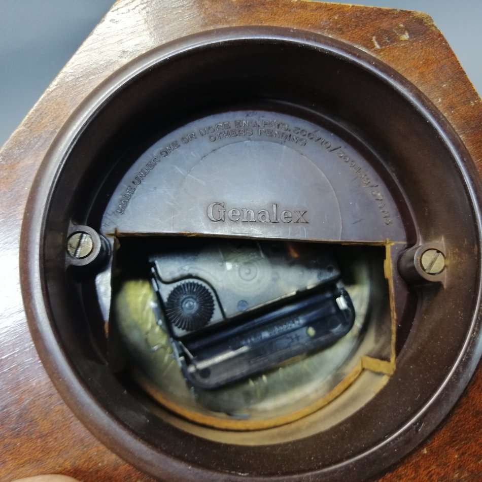 Original Art Deco Inlaid Wood Mantel Clock (Converted to New Mechanism, Working)