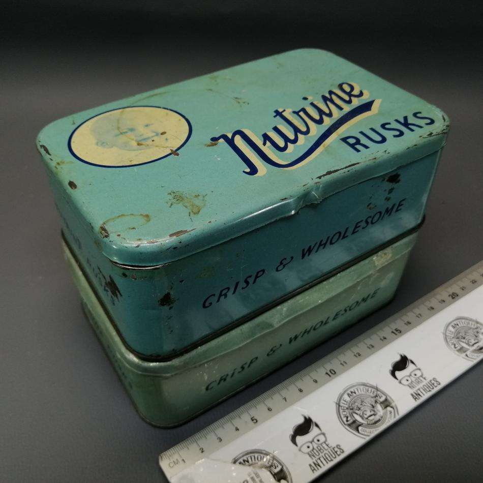 Two Vintage Nutrine Rusks Tins!!! Bid For Both!!!