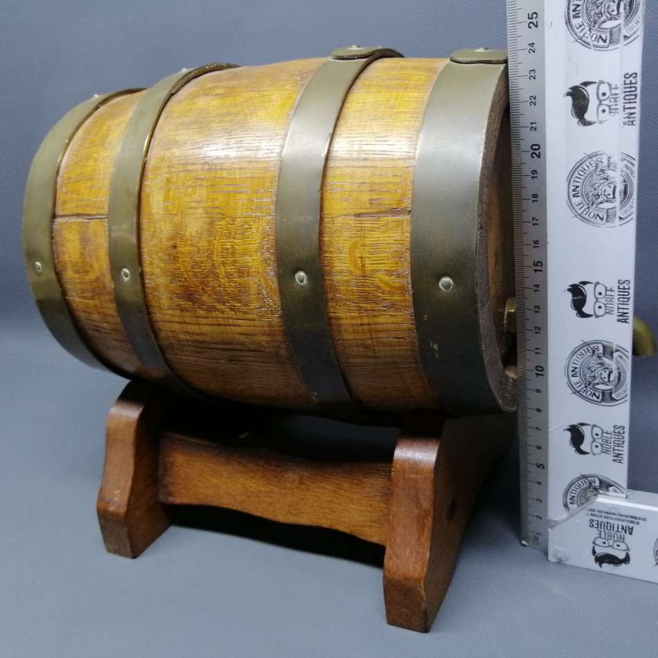 Large Original Wood and Brass Mini Wine Barrel!!!