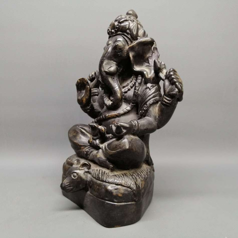 LARGE Detailed Black Cast Material Ganesh Elephant Statue!!!