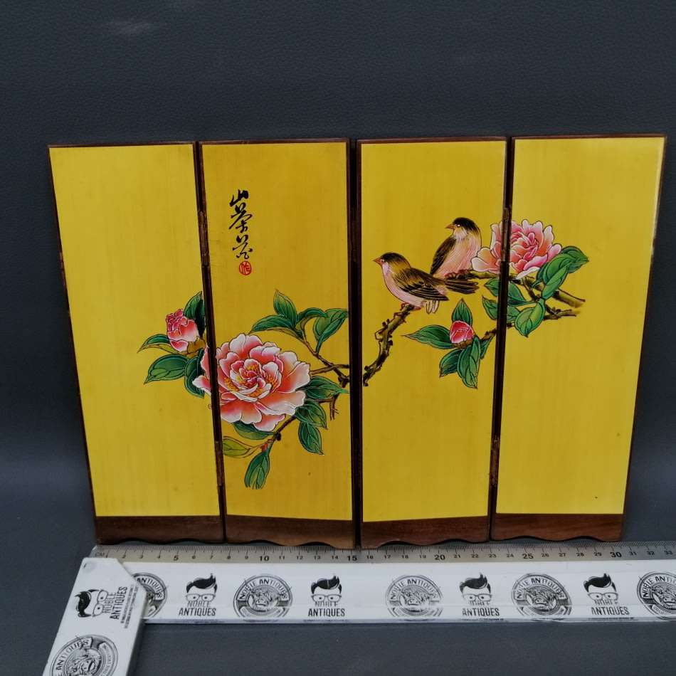 Vintage Hand Crafted Wood and Hand Painted Oriental Table Divider!!!