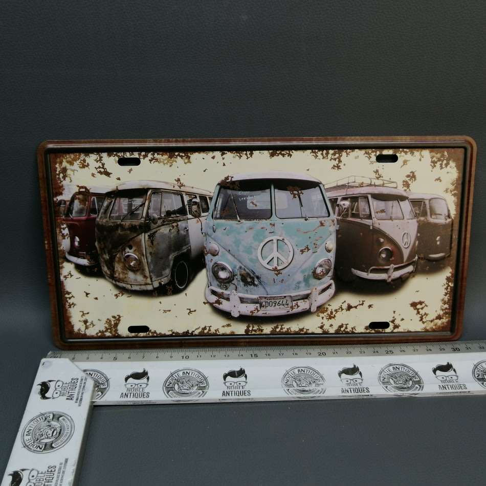Lithographed and Embossed VW Bus Number-plate Sign!!!
