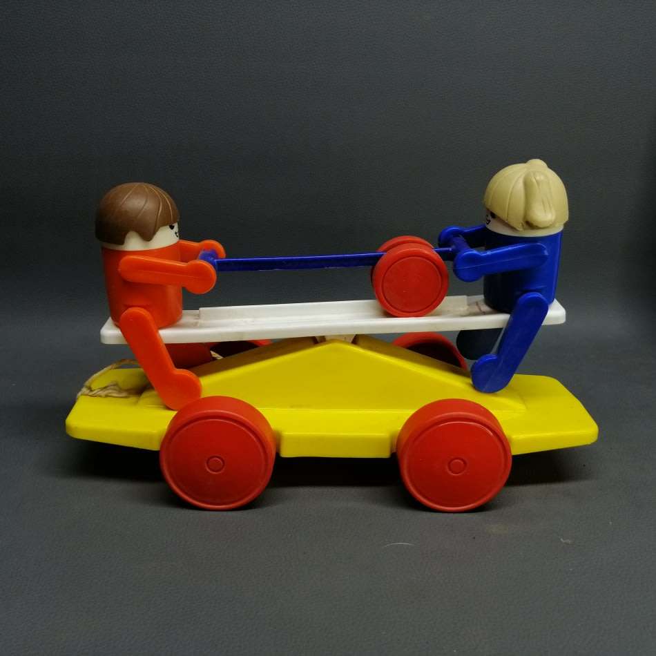 Vintage Hard Plastic English See Saw Pull Toy!!! (Working)