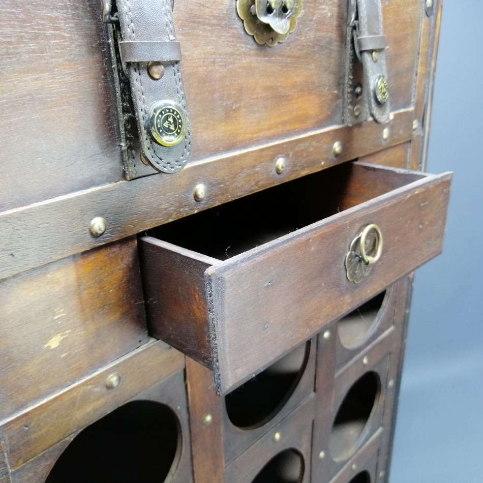 Original Hand Crafted Combination Wine Rack Drawer and Shipping Trunk Styled Cabinet!!!