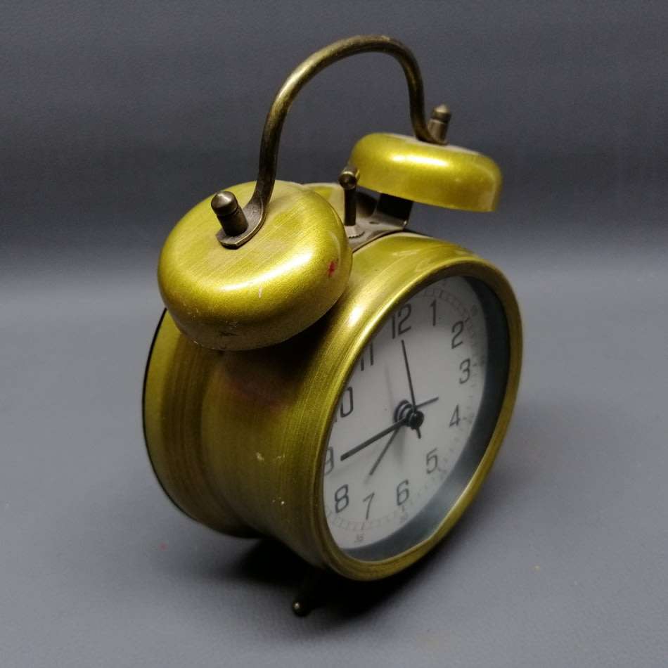 Original Brass Finish Metal Alarm Clock (Working)