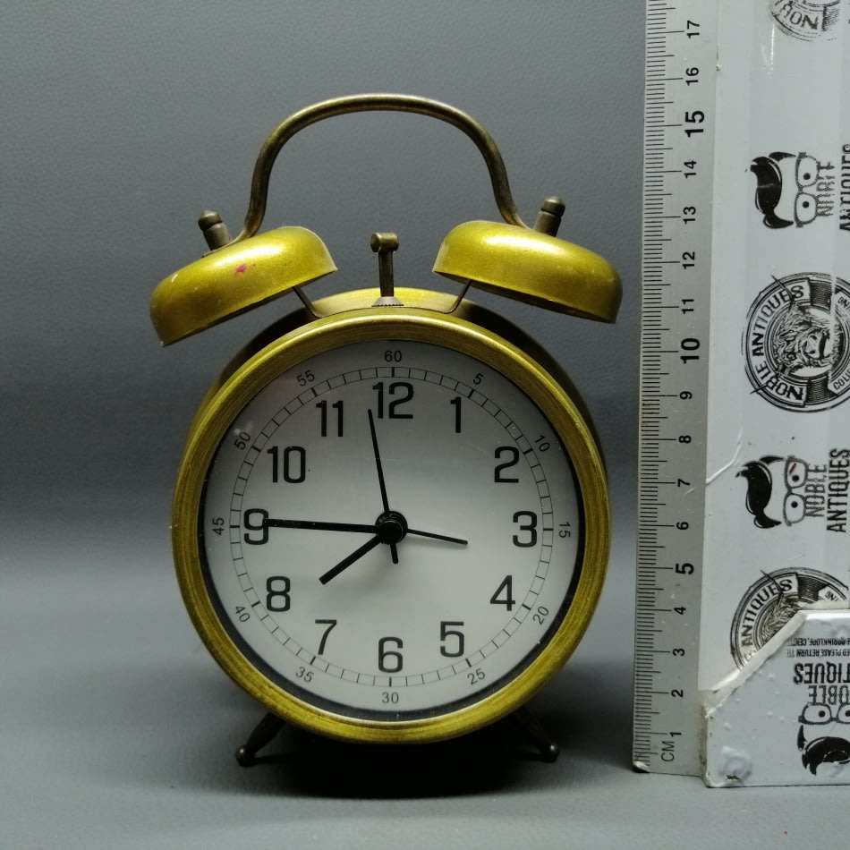 Original Brass Finish Metal Alarm Clock (Working)