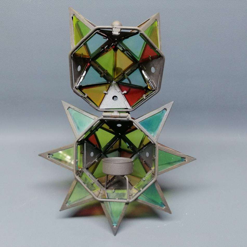 Large Star Shaped Colored Glass and Metal Hanging Lantern!!!
