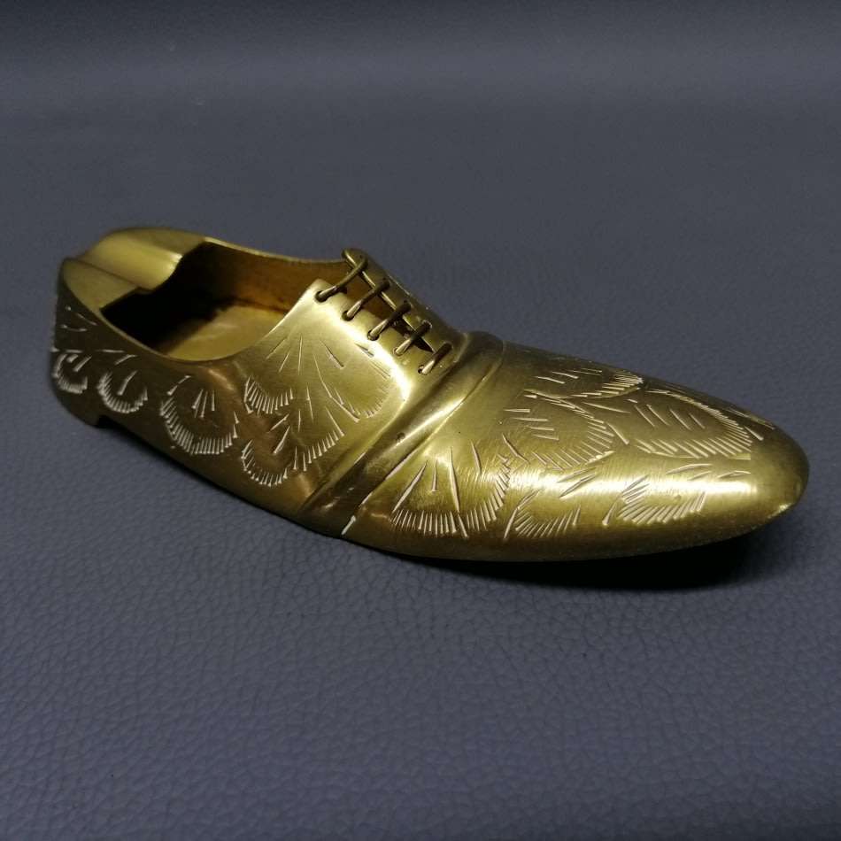 Vintage Solid Brass Detailed Shoe Formed Ashtray!!!