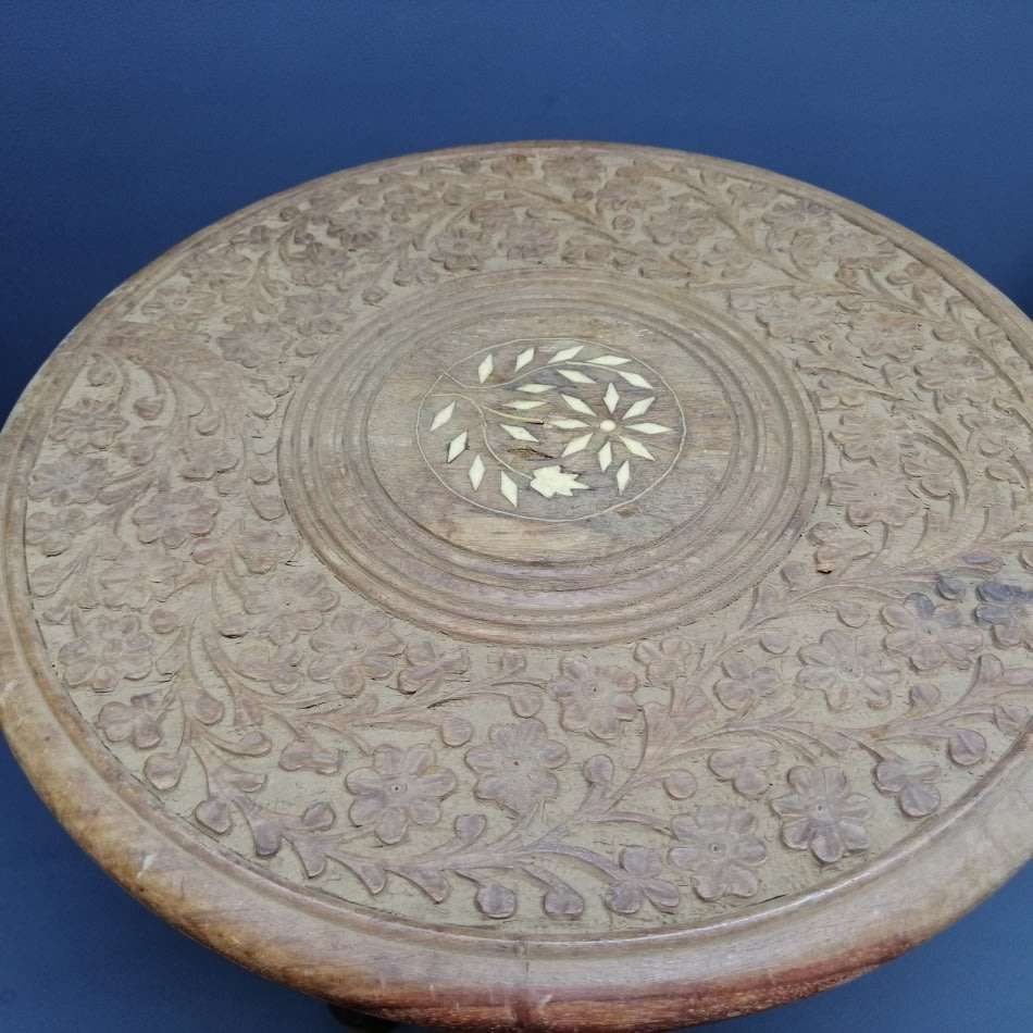 Original Highly Detailed Hand Crafted Rosewood and Bone Inlay Side Table!!!