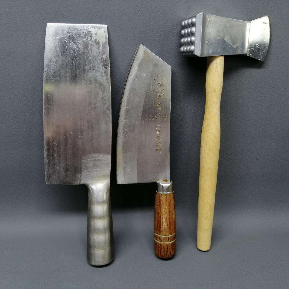 Original Meat Preparation Combo!!! Two Large Meat Cleavers, Tenderizer and Bone Ax!!!