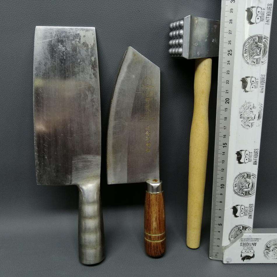 Original Meat Preparation Combo!!! Two Large Meat Cleavers, Tenderizer and Bone Ax!!!