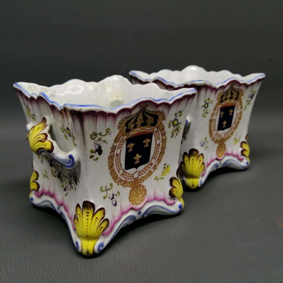 Two Highly Detailed Glazed Porcelain Footed Hand Painted Large Candle Holders!!!