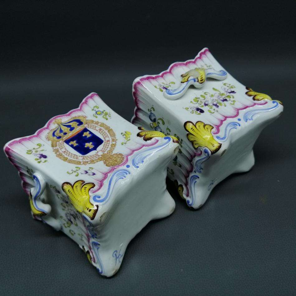 Two Highly Detailed Glazed Porcelain Footed Hand Painted Large Candle Holders!!!