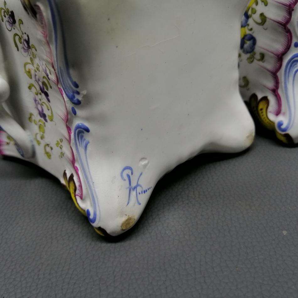 Two Highly Detailed Glazed Porcelain Footed Hand Painted Large Candle Holders!!!