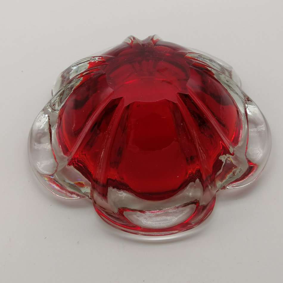 Large Exquisite Double Color Flower Blown Glass Ashtray!!!