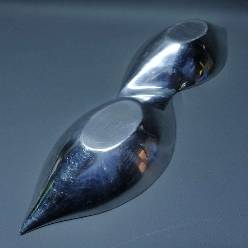 Large Cast Silver Metal and Enamel Lined Nut Bowl!!!