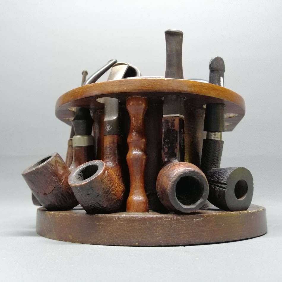 FANTASTIC!!! Quality Smoking Pipe Collection With Maritime Themed 10 Pipe Stand!!! Bid For All!!!