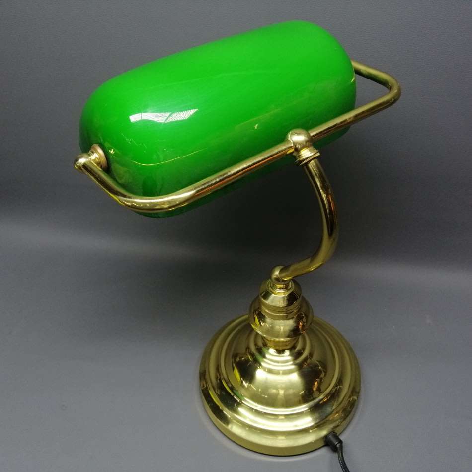Fantastic!!! Original Green Glass and Brass Working Bankers Lamp!!!