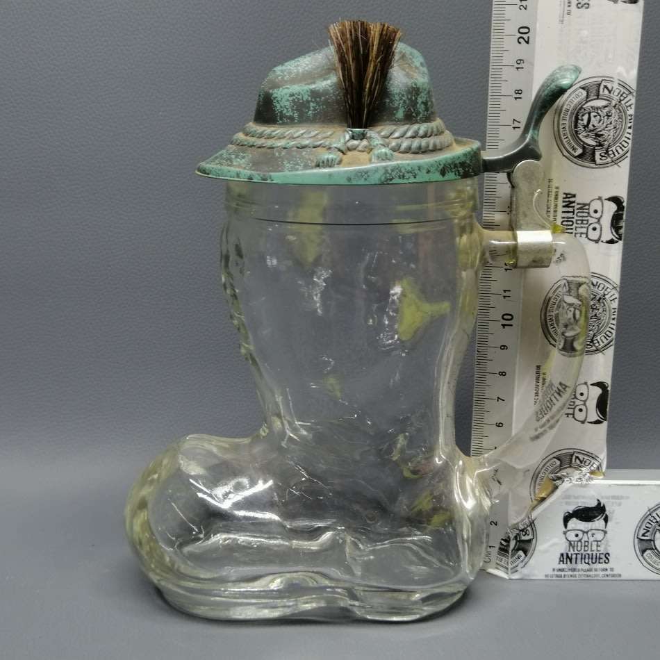 Super Cool!!! Original German Glass and Metal Boot Tankard!!!