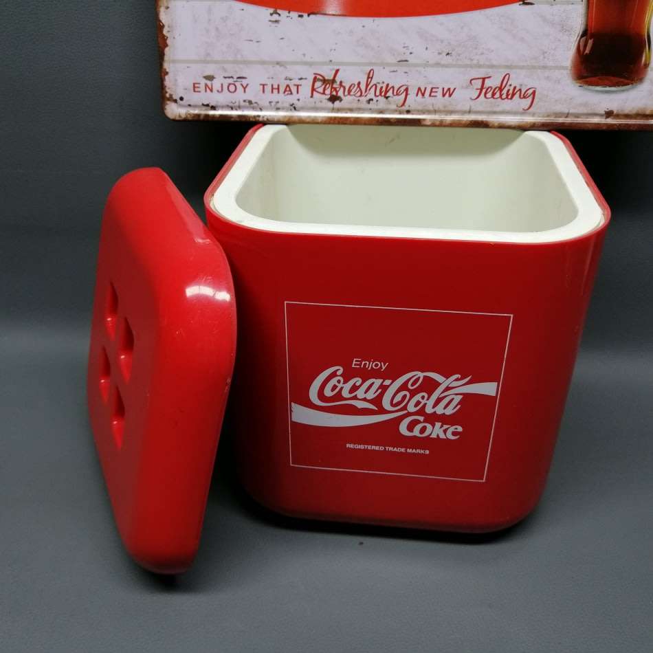 Vintage Styled Lithographed and Embossed Tinplate Coca Cola Sign and Ice Bucket!!!