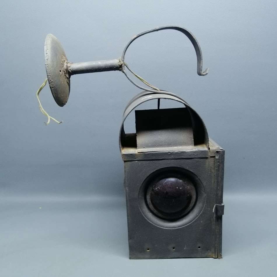 Rare!!! Large Metal and Glass Wall Mounted Railway Lamp!!!