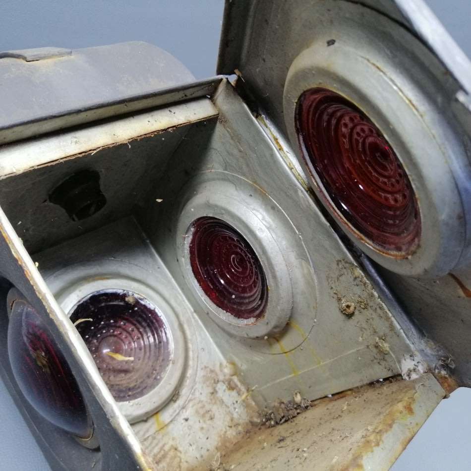 Rare!!! Large Metal and Glass Wall Mounted Railway Lamp!!!