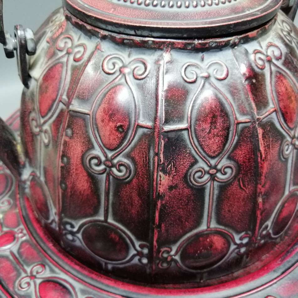 Fantastic!! Large Hammered Tin Display Teapot on Plate!!! 400mm!!!