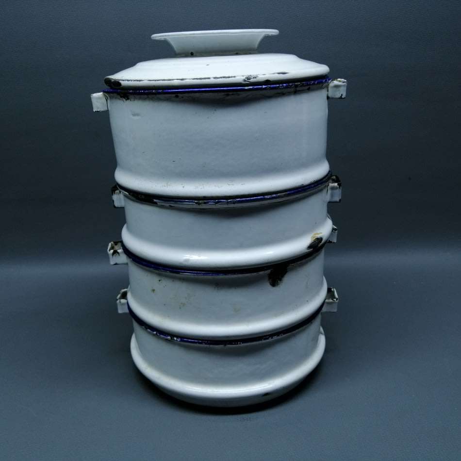 Rare!!! Original Blue and White Enamel Pot Stack!!!