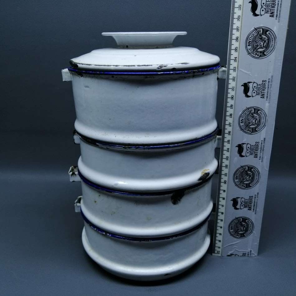 Rare!!! Original Blue and White Enamel Pot Stack!!!