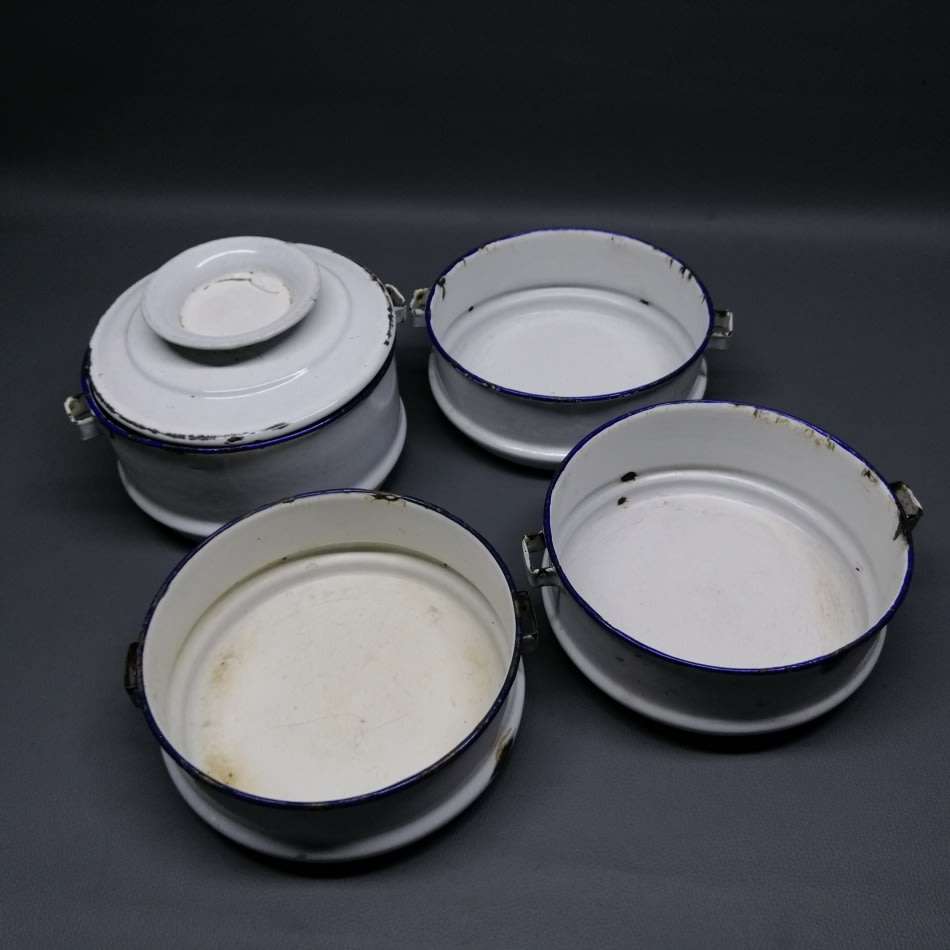 Rare!!! Original Blue and White Enamel Pot Stack!!!